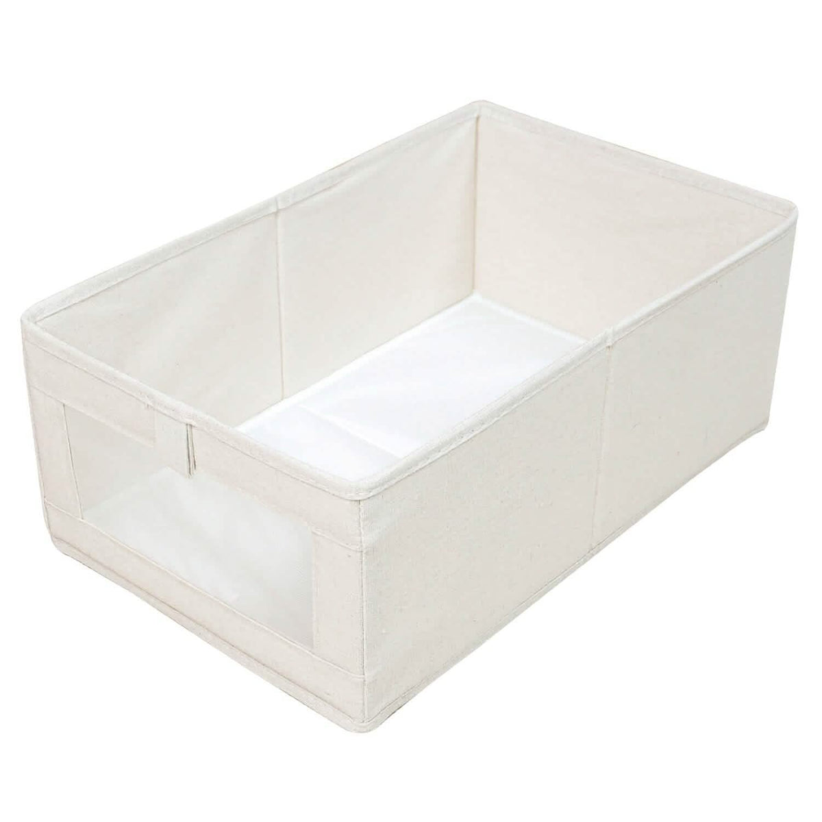 4-Pieces: Foldable Linen Clothing Storage Bin with Visible Clear Window 3