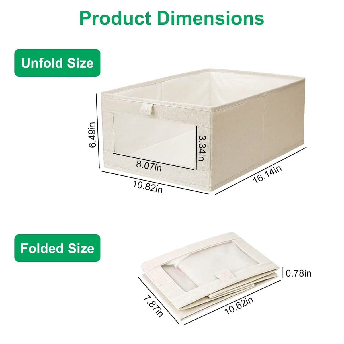 4-Pieces: Foldable Linen Clothing Storage Bin with Visible Clear Window 11
