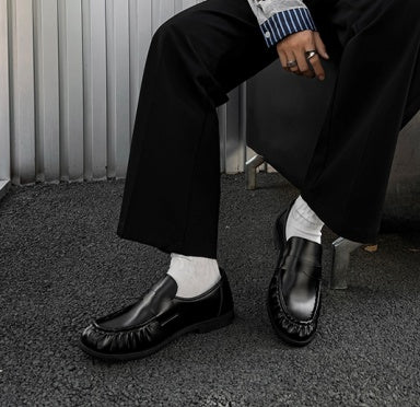 New Arrival Versatile Round Toe Men's Slip-On Shoes, Lazy Style Vintage Casual Leather Shoes, British Style Loafers 4