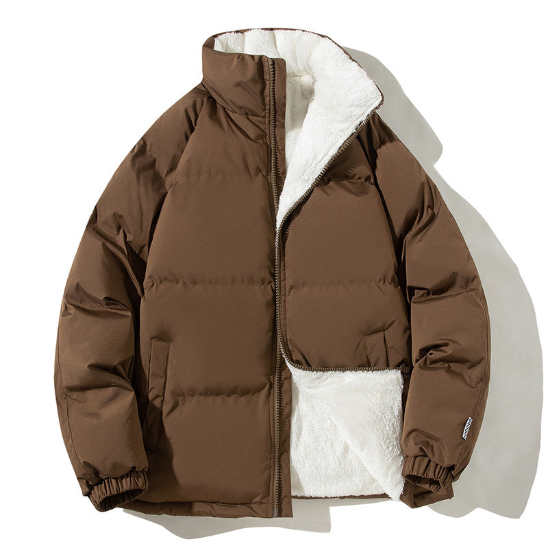 Couples Stand-up Collar Coat With Pockets Fashion Winter Warm Plush Thickened Jacket For Women Men Loose Outwear Top Clothing 7