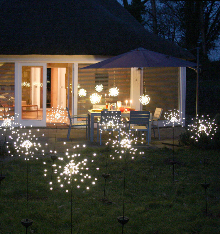 New Ground Plug Solar Fireworks Light LED Light String Copper Wire Outdoor Garden Decoration Star Lights Christmas Lights 3