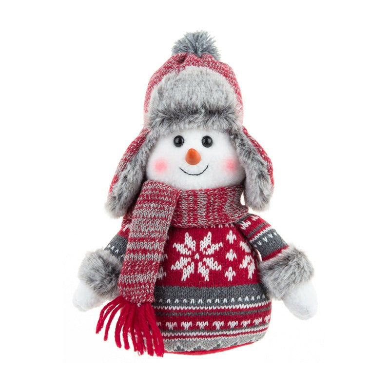 Doll Lei Feng Hat Scarf Snowman Doll Window Display Cute Christmas Snowman Cloth Doll 5