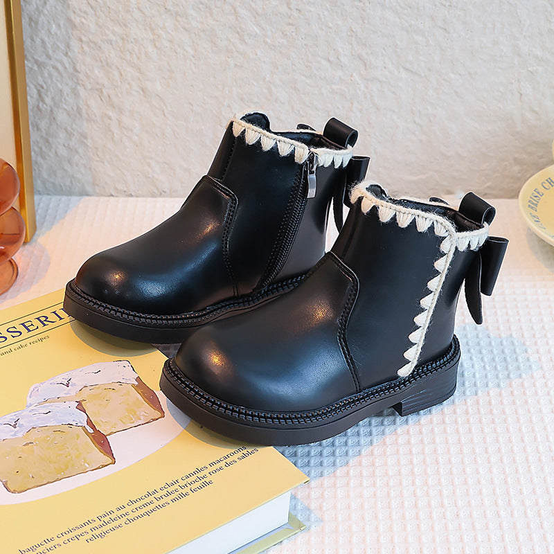 Girls' Soft-soled Velvet-lined Leather Boots 6