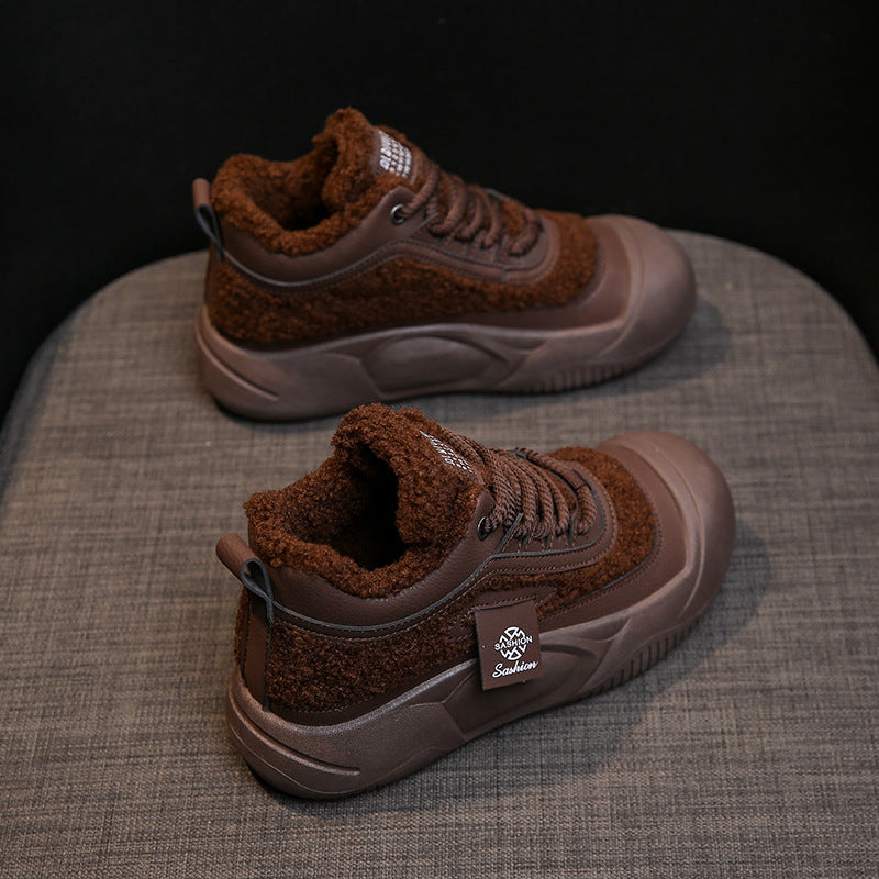 Fleece-lined Female Warm All-matching Casual Sports Skate Shoes 4