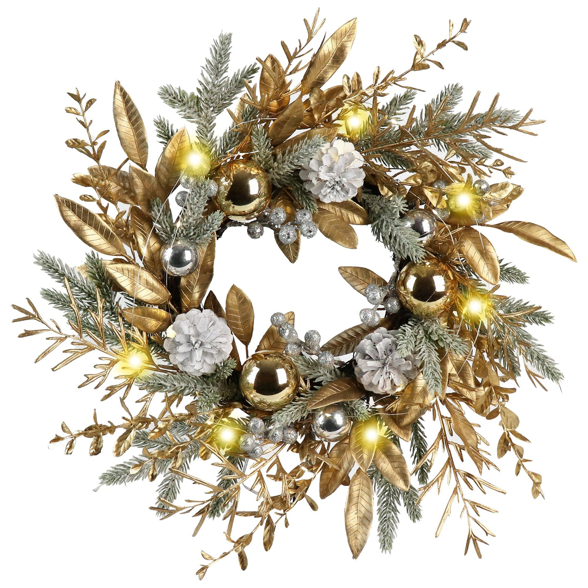 Christmas Wreath 20 Inch Christmas Door Decorations Wreath with Warm Lights 4