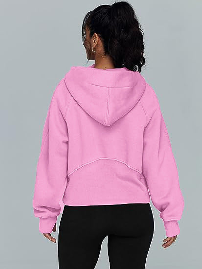 Zipper Hoodies Sweatshirts With Pocket Loose Sport Tops Long Sleeve Pullover Sweaters Winter Fall Outfits Women Clothing 3