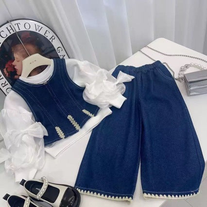 New Kids T-ShirtVest And Wide-Leg Pants Three-Piece Set 3