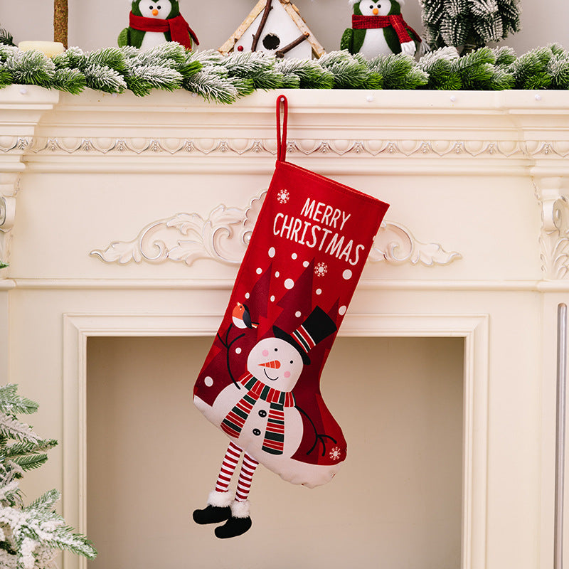 Christmas decorations, colorful prints, Christmas socks, Santa Claus gift socks, snowman gift bags, red and green leg hanging Christmas socks 7