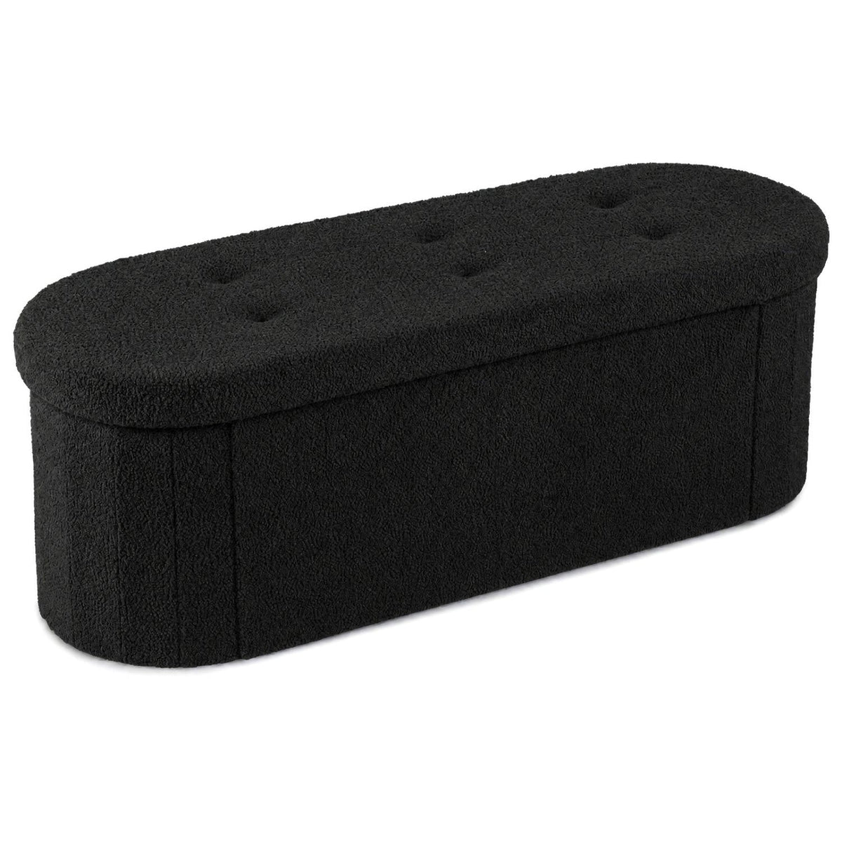 43" Folding Storage Ottoman Bench with Dividers - Teddy Fleece 3