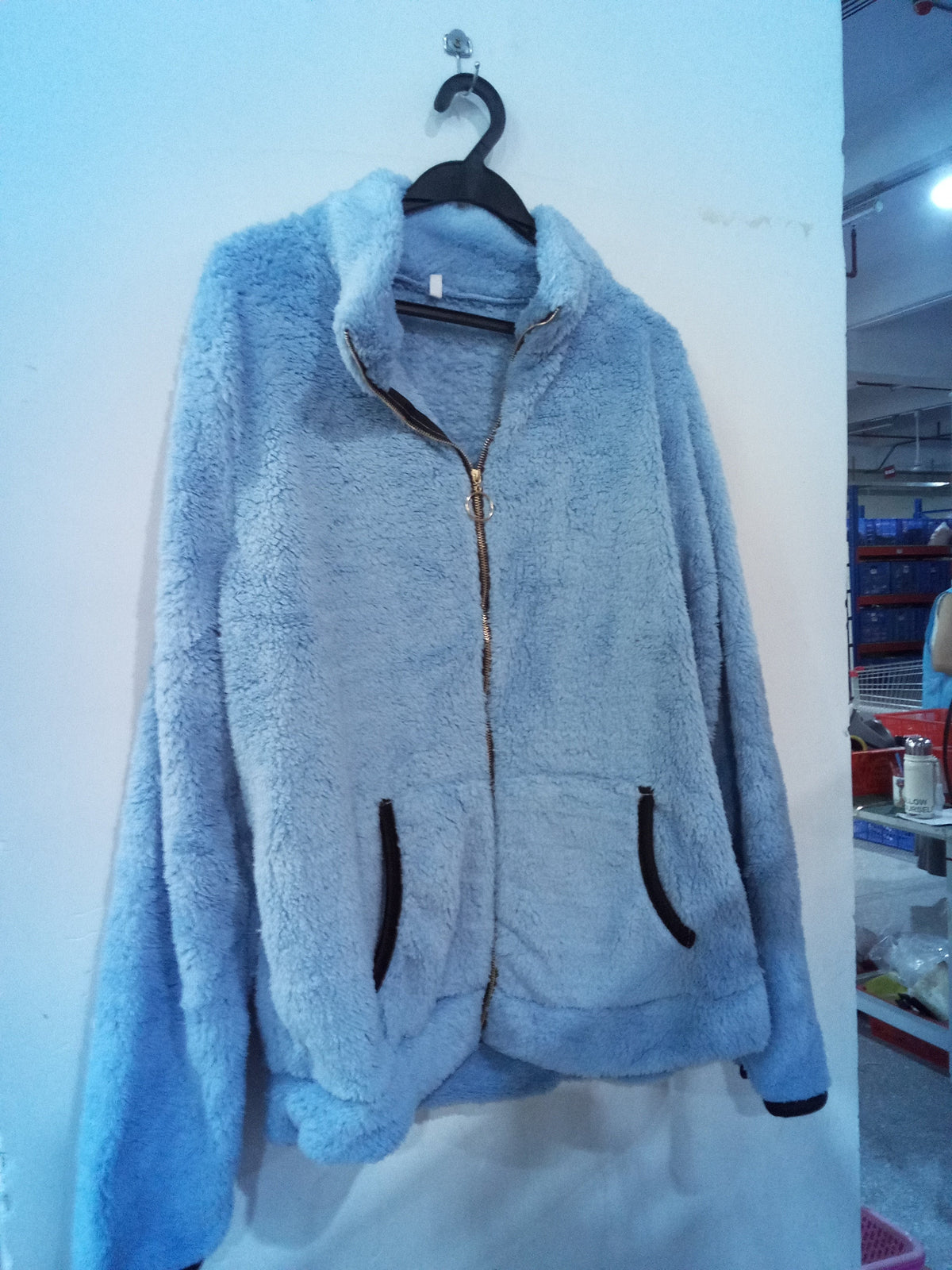 Double-Sided Fleece Zip-Up Cardigan - Casual Plush Hooded Jacket for Men Women Winter Warm Outerwear 7