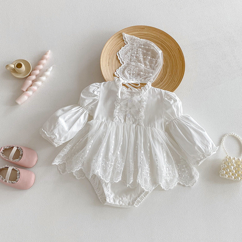 Infant And Toddler Lace Romper Onesie And Triangular-clinched Crawling Suit 1