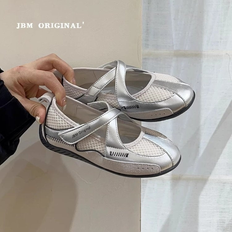 2026 New Spring Summer Girls Retro Ballet Trainers, Cross Strap Mary Jane Flats, Low Cut Flat Casual Sneakers For Kids 4