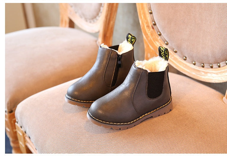 autumn and winter children's shoes short boots boys' leather boots girls Europe and the United States big children's boots single boots 7