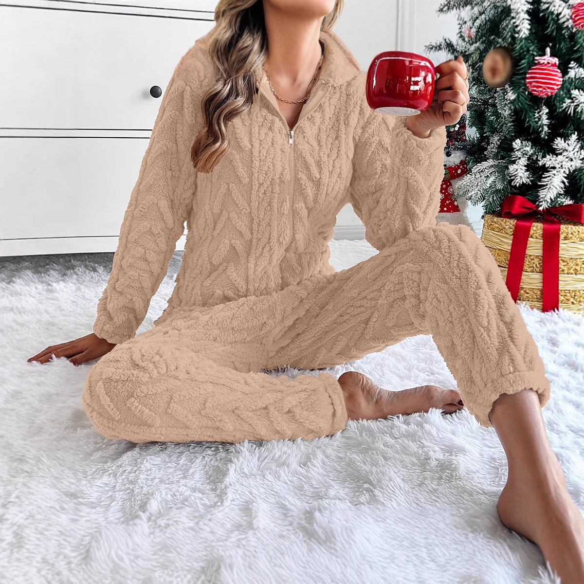 Loose Jacquard Warm Suit Warm Home Clothes 4