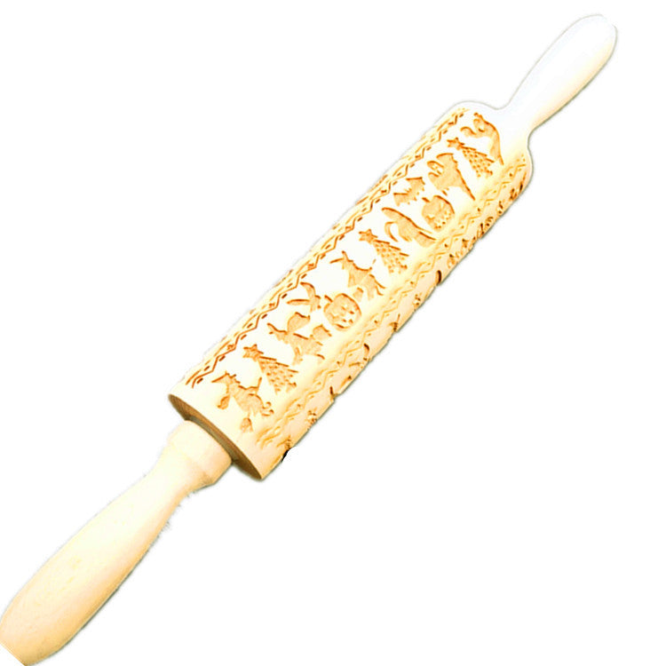Wooden Rolling Pin Beechwood Laser Engraved Printed Rolling Pin Embossing Rolling Pin Christmas Flip Sugar Cookie Rolling Pin 2