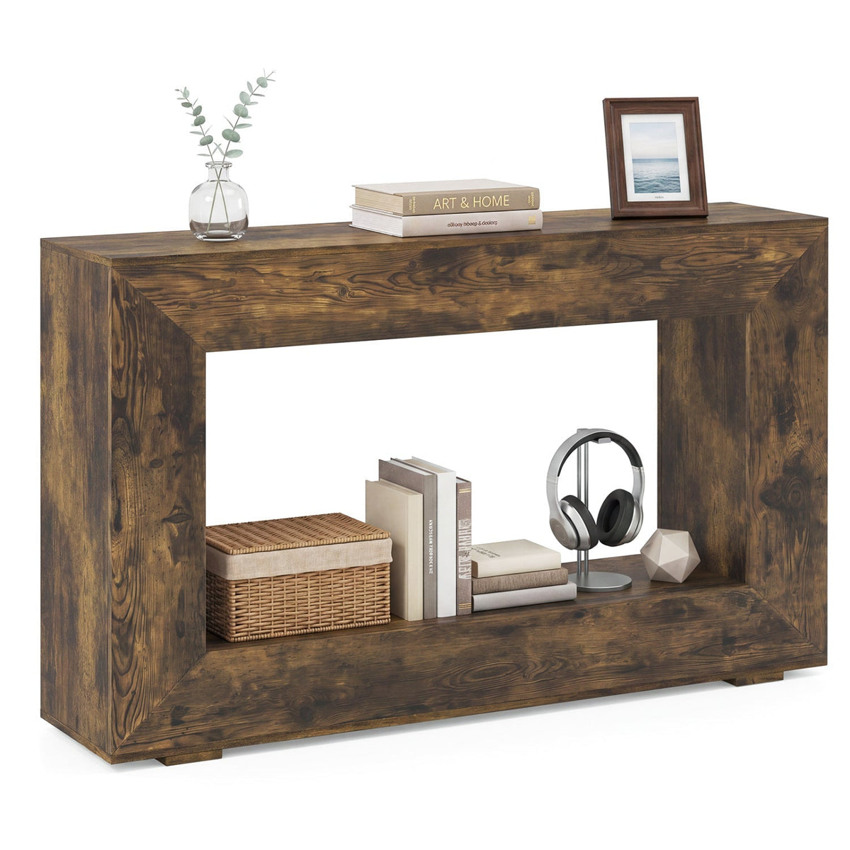 47" Farmhouse Console Table with 2-Tier Storage Shelf 4