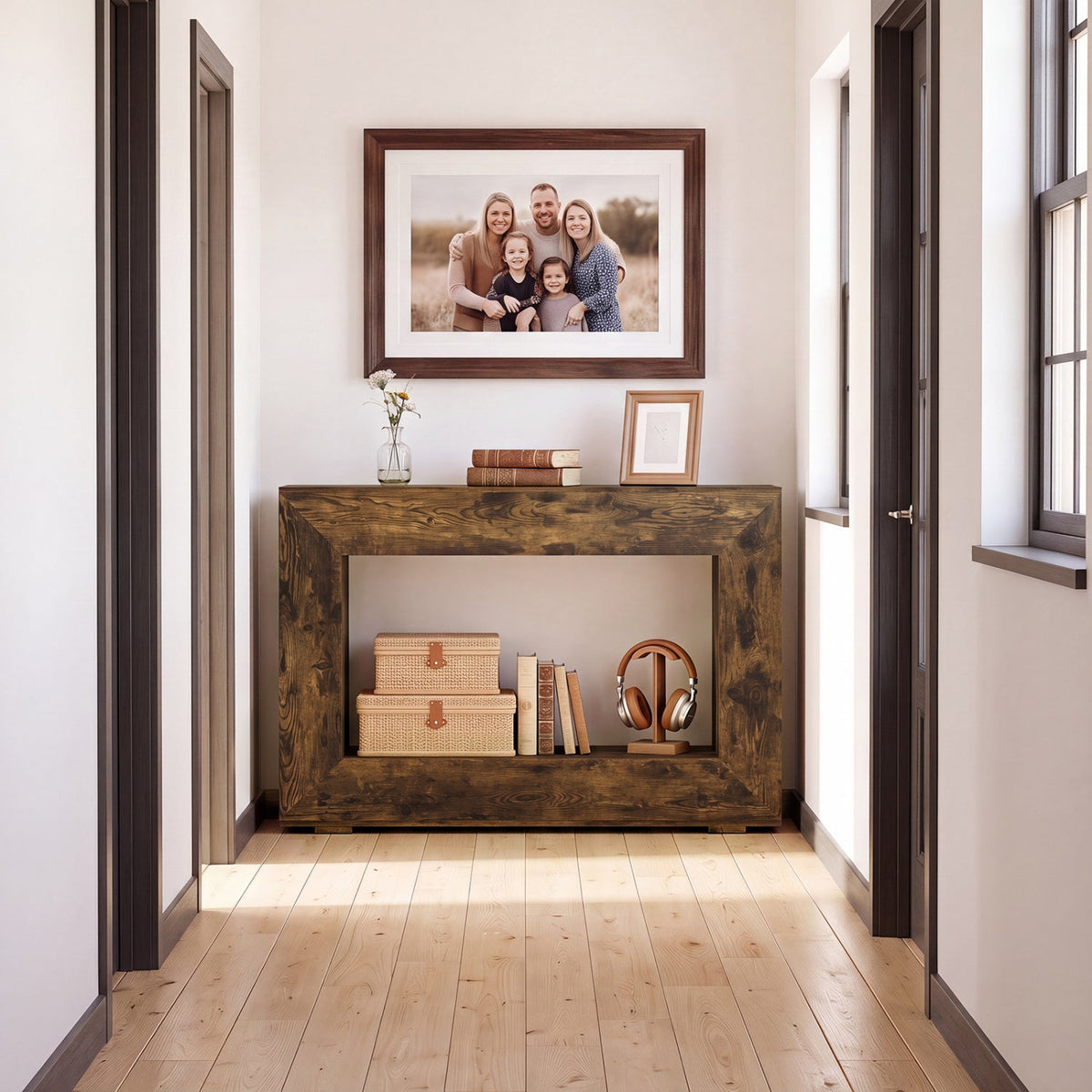 47" Farmhouse Console Table with 2-Tier Storage Shelf 7
