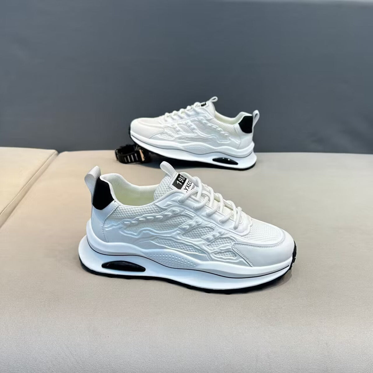 White Laceup Sneakers Fashion Breathable Mesh Flat Shoes Lightweight Versatile Casual Running Walking Shoes 8