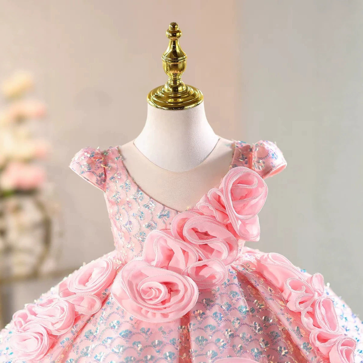 Floral-design Sweet And Stylish Childrens Dress 3