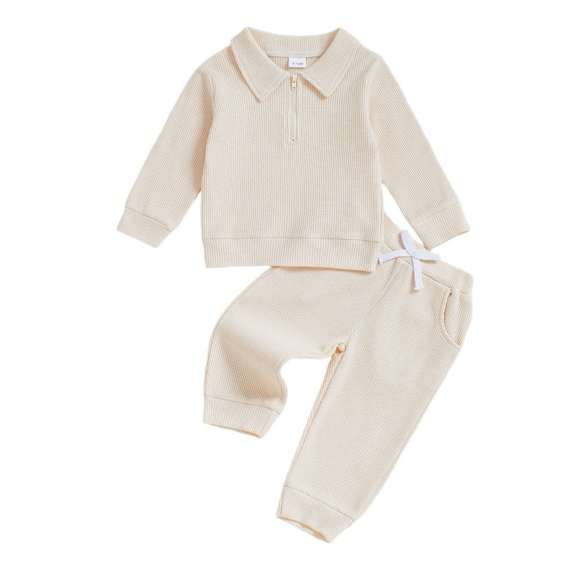 Childrens Cotton Polo-neck Long-sleeve Set 4