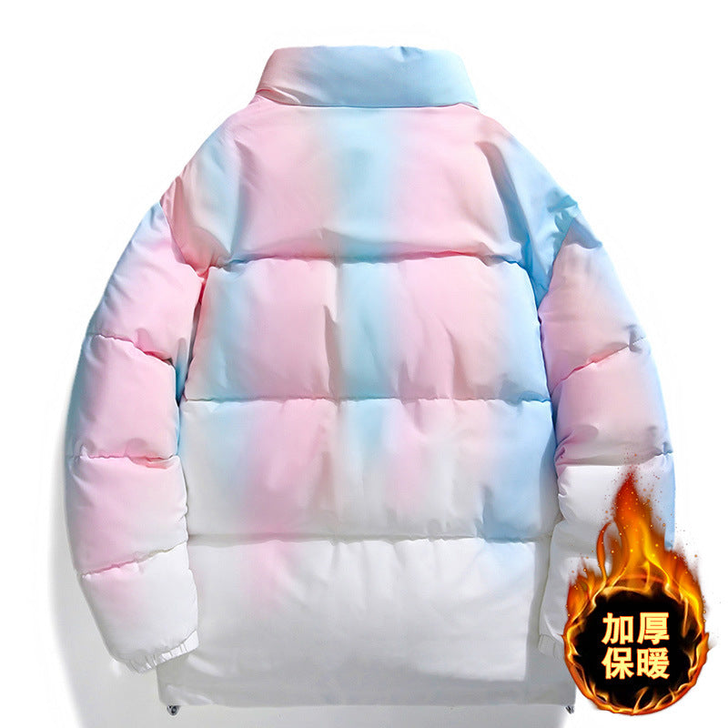 Fashion Stand-up Collar Gradient Coat Couples Winter Warm Plush Thickened Jacket With Pockets Loose Outwear Top For Women Men Clothing 4