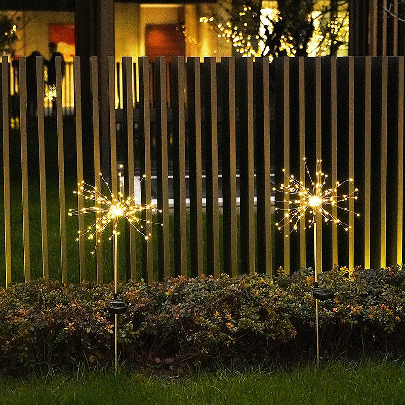 New Ground Plug Solar Fireworks Light LED Light String Copper Wire Outdoor Garden Decoration Star Lights Christmas Lights 4