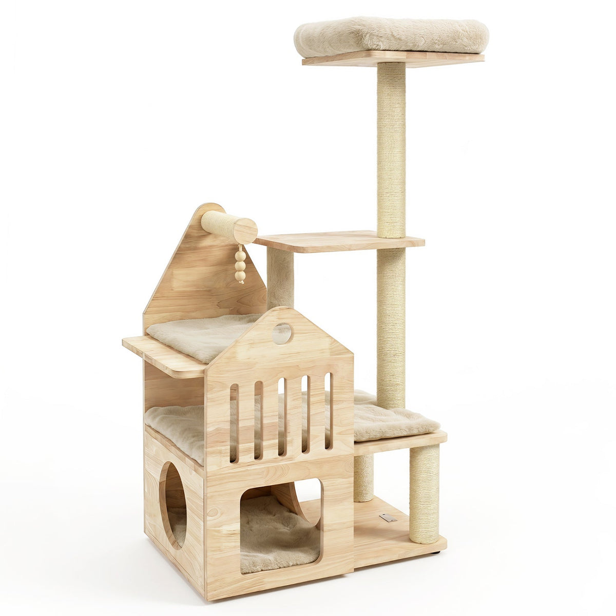 Multi-Level Solid Wood Cat Tree 48.5" with Condo & Scratchers 11