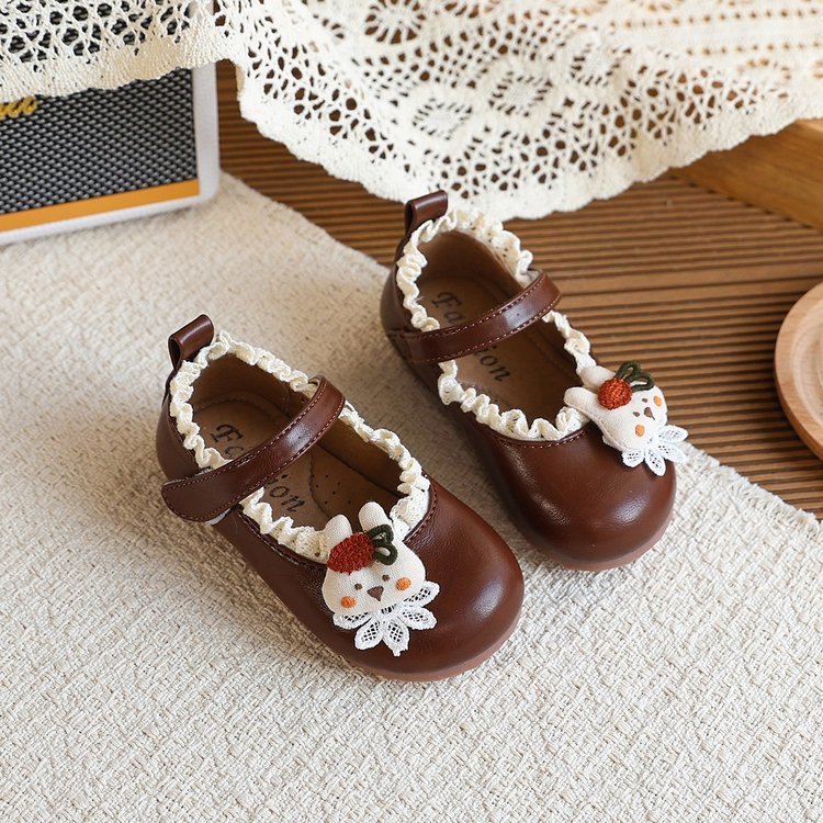 British Style Little Leather Shoes, Girls' Cartoon Princess Shoes, Fashionable Soft Soled Single Shoes 6