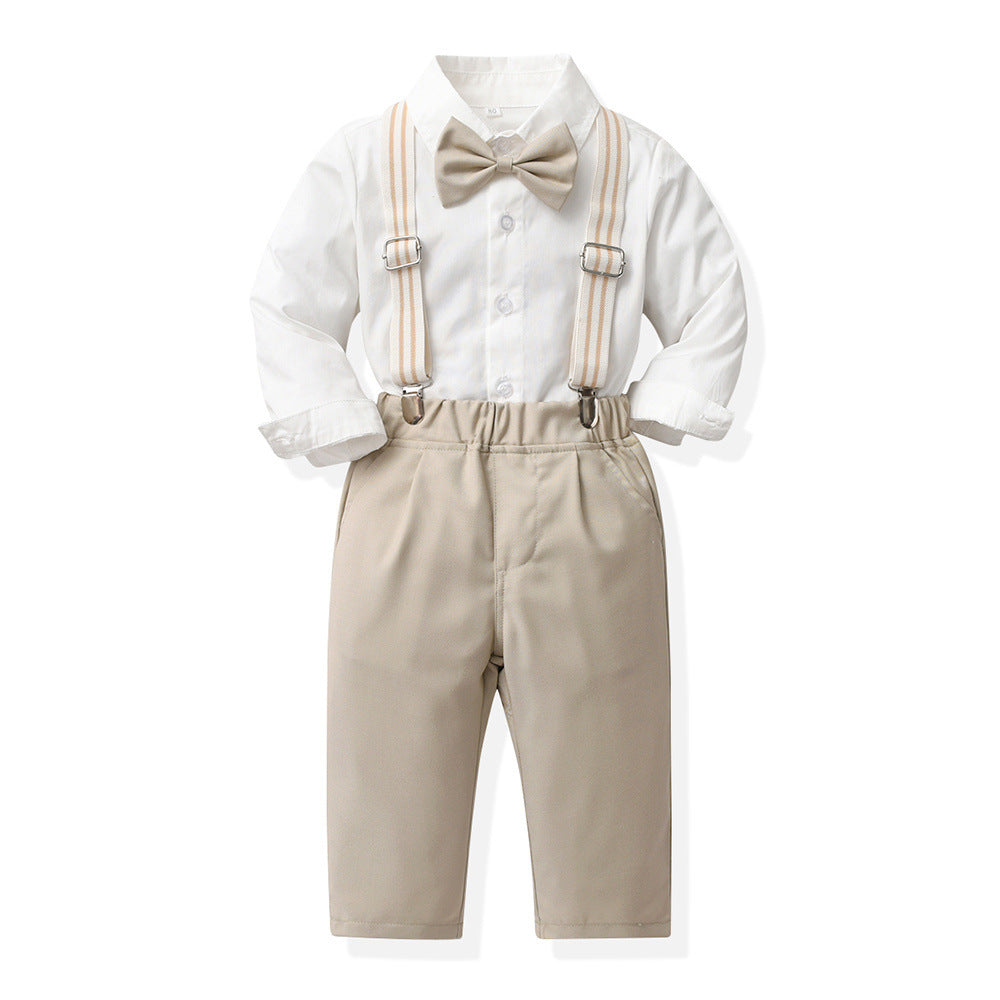 AutumnWinter British-style Boys Suspender Pants Set 6