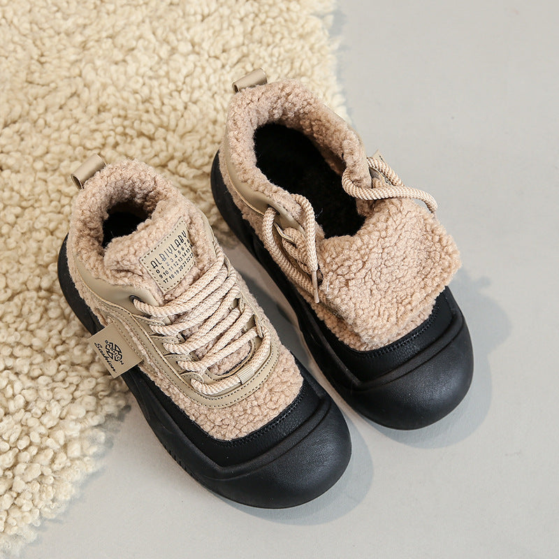 Fleece-lined Female Warm All-matching Casual Sports Skate Shoes 6