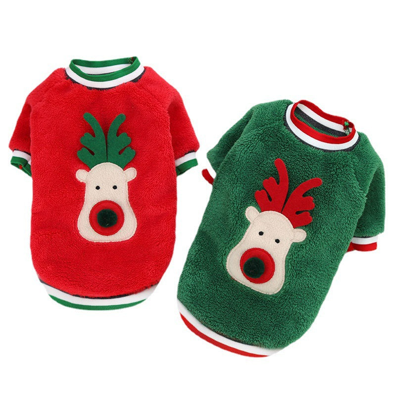 Pet Christmas Clothes Coral Down Dog Sweater Dog Goes Out Christmas Clothes Cats 1