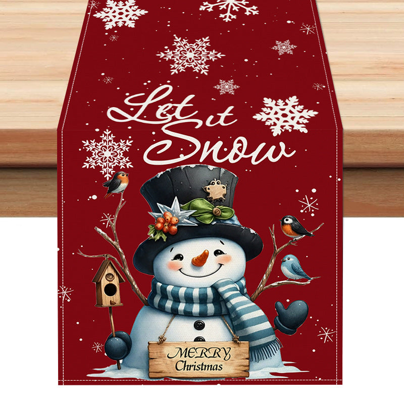 Christmas snowman linen table flag living room dining table decoration tablecloth Christmas restaurant tablecloth coffee table cloth 1