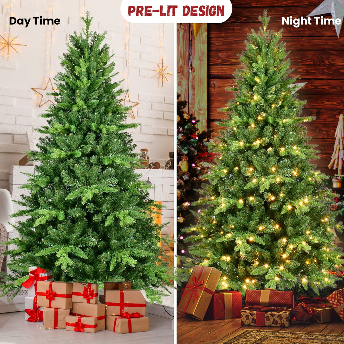 7FT PE&PVC Prelit Christmas Tree 9