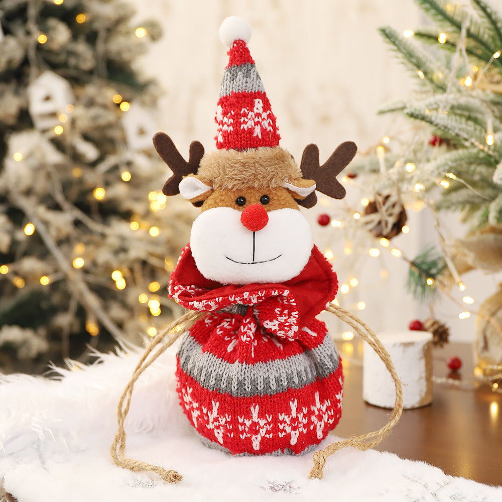 New 3D Knitted Fabric Doll Apple Bag Christmas Decorations Children's Day Gift Bundle Pocket Candy Bag 8