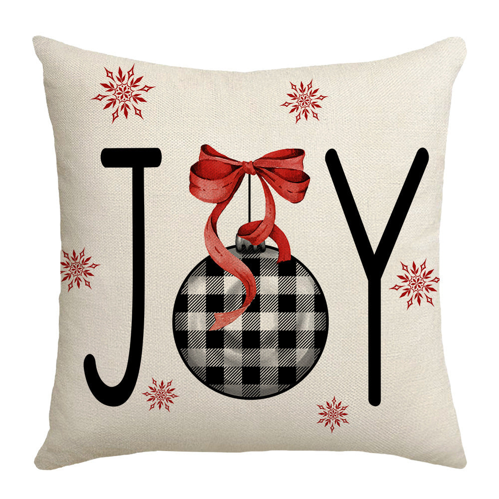 Grid Christmas linen pillowcase, Christmas tree snowflake home decoration pillowcase, sofa cushion pillowcase 5