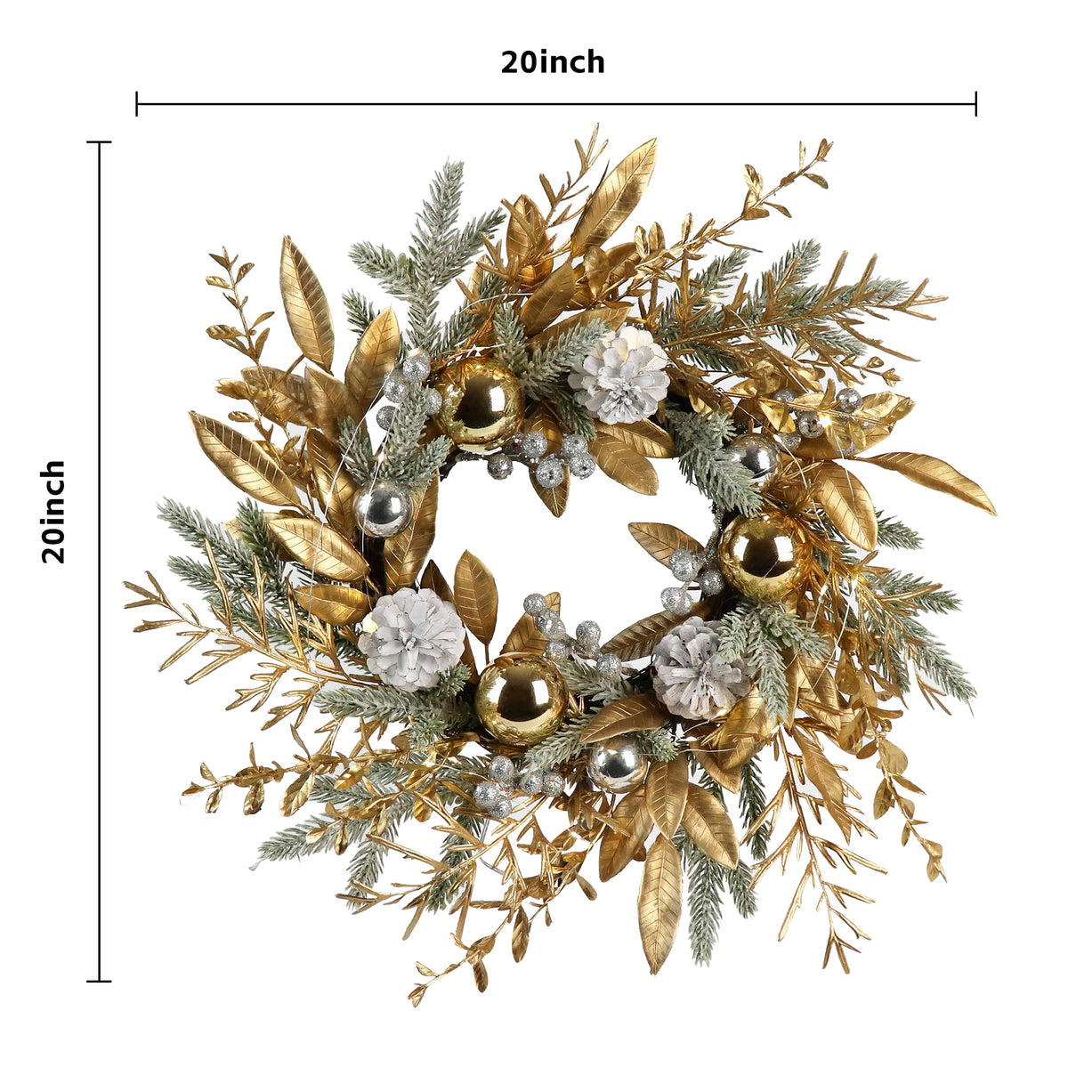 Christmas Wreath 20 Inch Christmas Door Decorations Wreath with Warm Lights 5