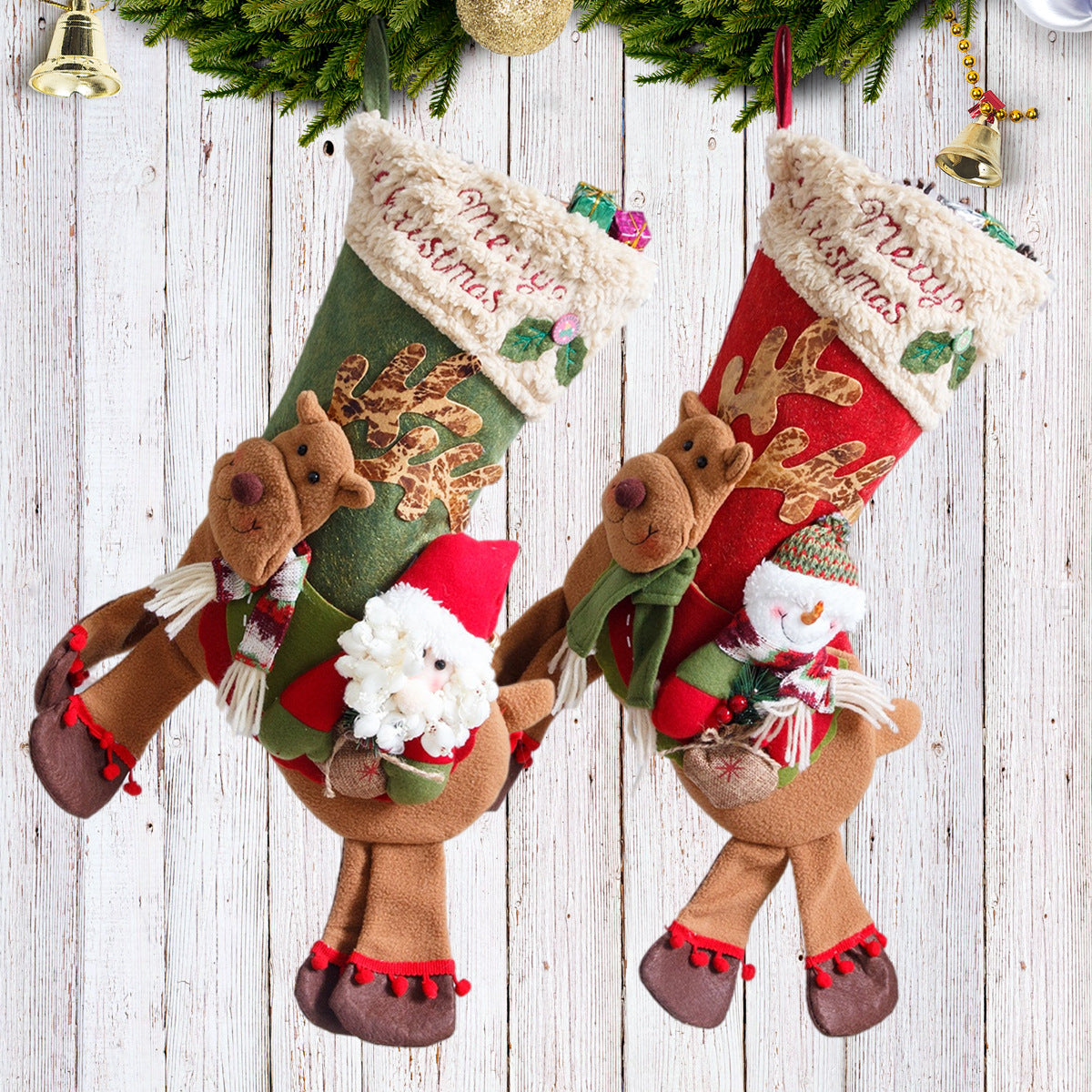 Santa Claus, snowman, deer riding socks, children's Christmas gifts, apple bags, jewelry, Christmas socks 2