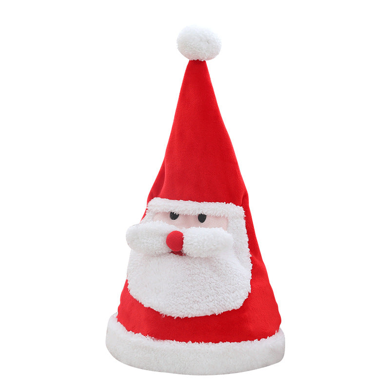 Soft Kawaii plush toy electric light-emitting movable Christmas Hat Plush Toy hat as a Christmas gift for children 5