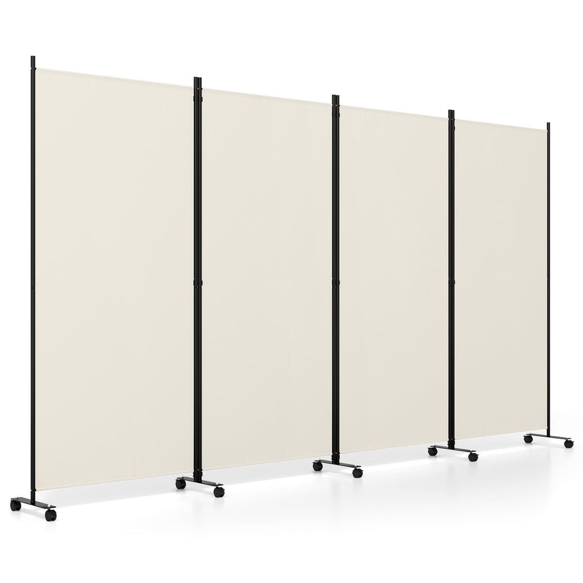 4-Panel Folding Room Divider with Wheels - 71.5" Tall 4