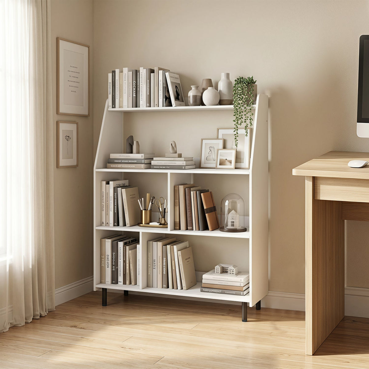 4-Tier Open Bookcase with Anti-Tipping Kits - White 1