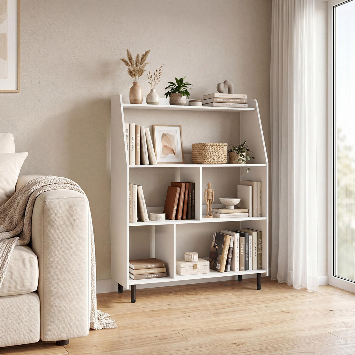 4-Tier Open Bookcase with Anti-Tipping Kits - White 2
