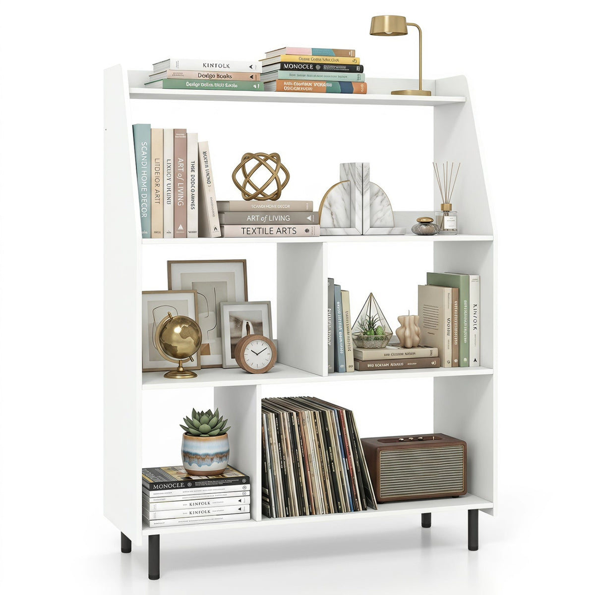 4-Tier Open Bookcase with Anti-Tipping Kits - White 4