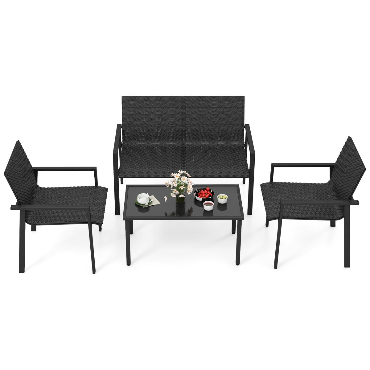 4 Pieces Patio Furniture Set with Heavy Duty Galvanized Metal Frame 9