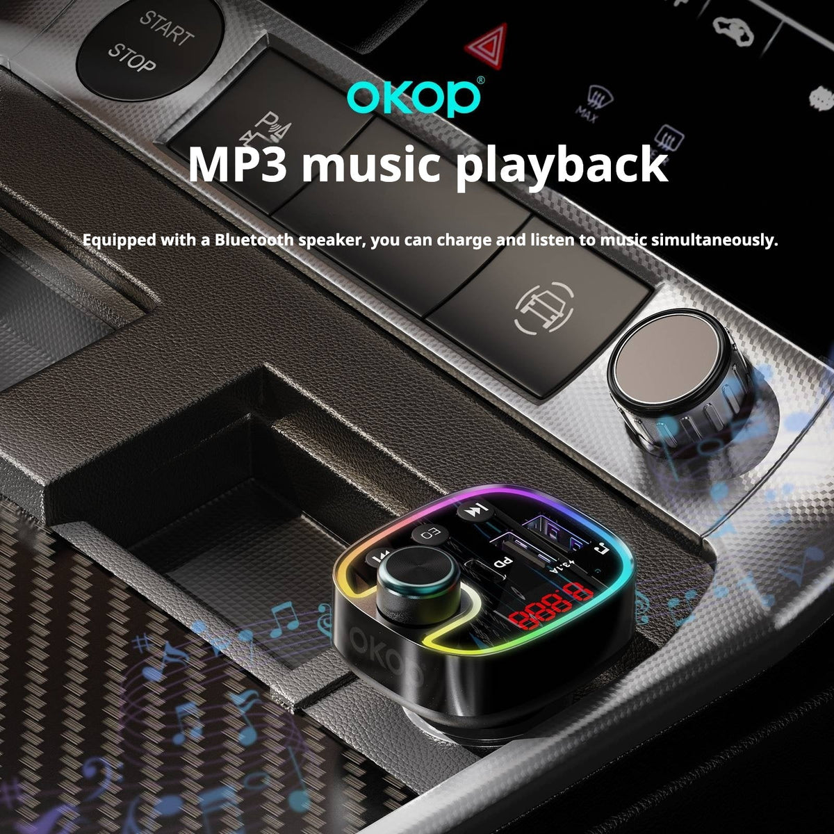 KP-C100 Wholesale Super-Fast Car Chargers MP3 Players Multi-Port USB Type-C In Stock 5
