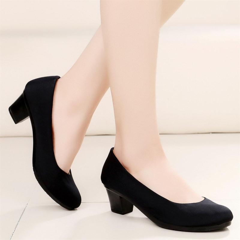 New Spring And Autumn Summer Old Beijing Cloth Shoes Women's Thin Shoes Black Work Shoes High Heels Non-slip Ceremonial Shoes 6