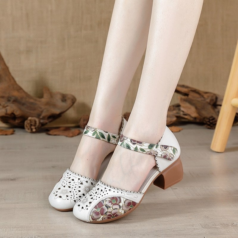 Rome Embroidered Hollow-Out Retro Casual Womens Shoes 4