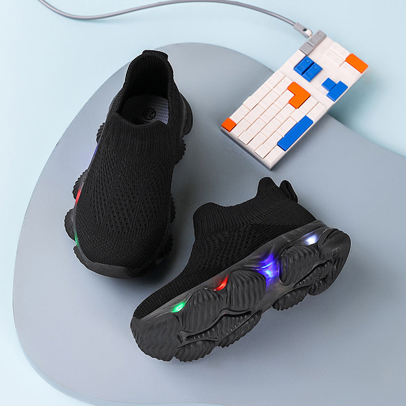 Light-up Baby Ultra-lightweight Knitted Breathable Soft-soled Shoes 3