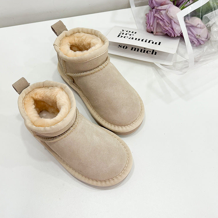 Children's Fur Leather Snow Boots 10