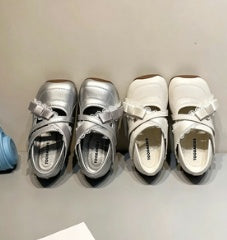 Girls Leather Shoes, Sweet Mary Jane Shoes, French Square Toe Crisscross Strap Princess Shoes, Fashion Versatile Flats For Baby Girls 1