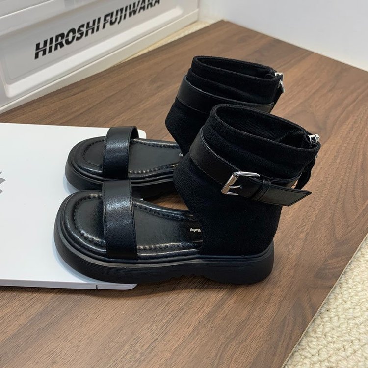 Retro Casual Niche Design Roman Sandals For Girls With A Straight Strap And Western Style Sandals 5